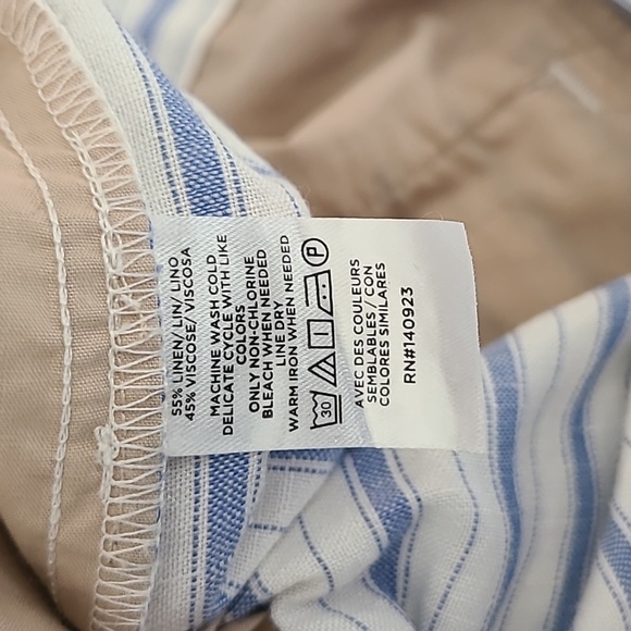 NWT Loft Peyton Trousers, Size 12 In Blue And White Stripe, Linen Blend - Picture 10 of 10